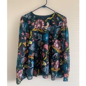 LOFT long sleeve floral blouse